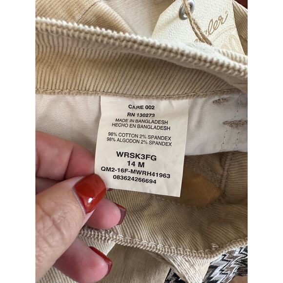 NWT Wrangler Tan Corduroy Pants 14 M Jeans Hippie Boho - Picture 7 of 8